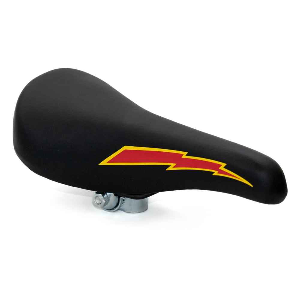 KUWAHARA* lightning saddle (black/yellow/red) - BLUE LUG