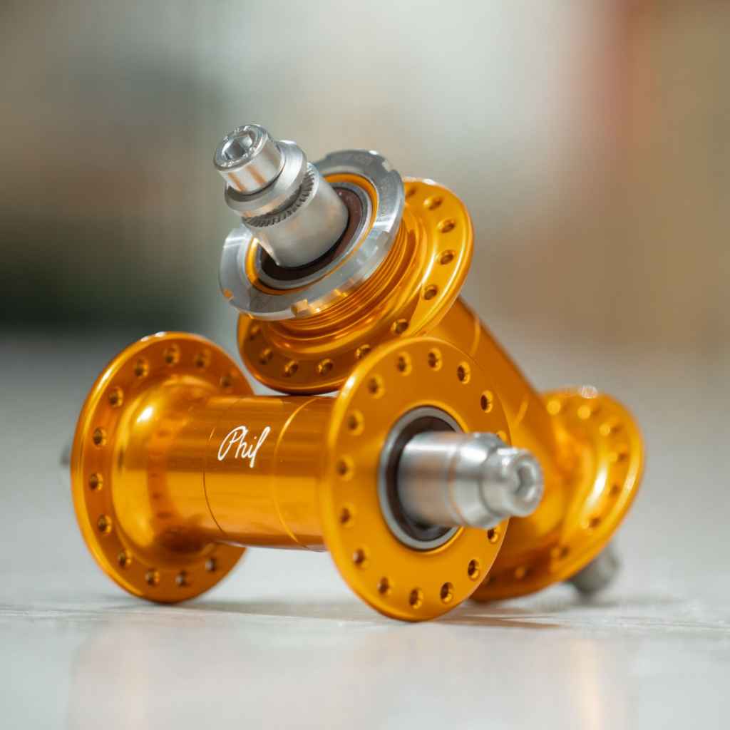 PHIL WOOD* low flange track hub set (LTD gold/single fixed) - BLUE