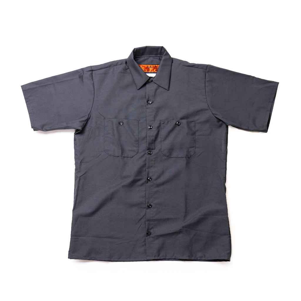 BLUE LUG* box cut mechanic short sleeve shirt (gray) - BLUE