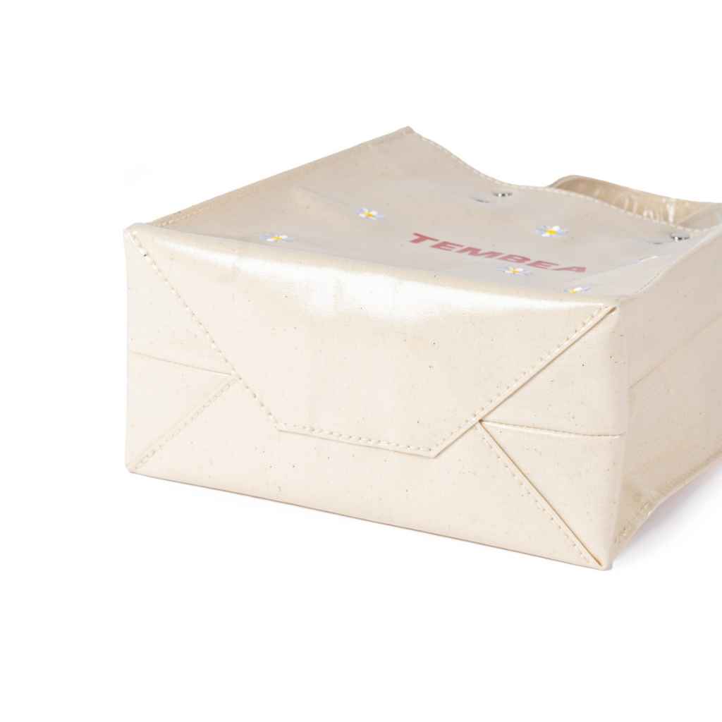 TEMBEA×FRIDAY* flower embroidery paper tote (natural) - BLUE LUG