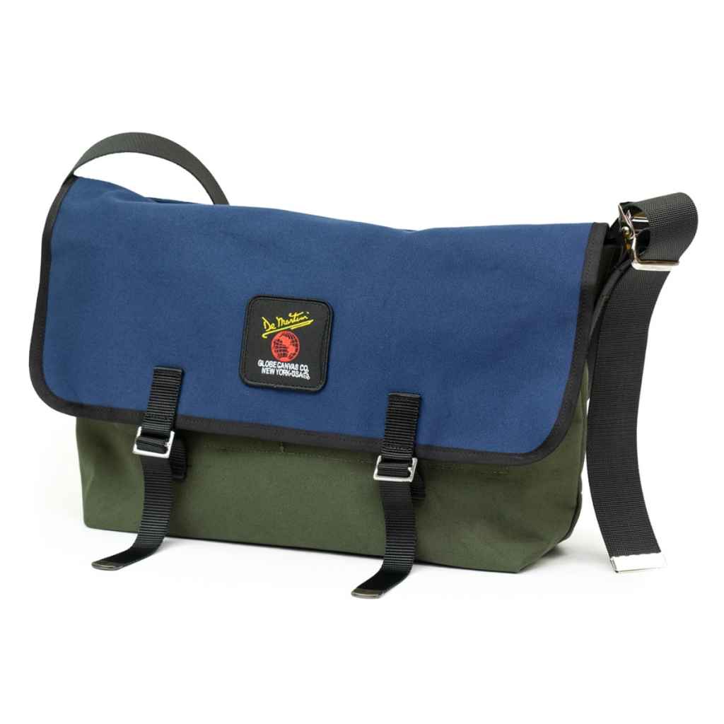 DE MARTINI* 3601 messenger bag (canvas olive/navy) - BLUE