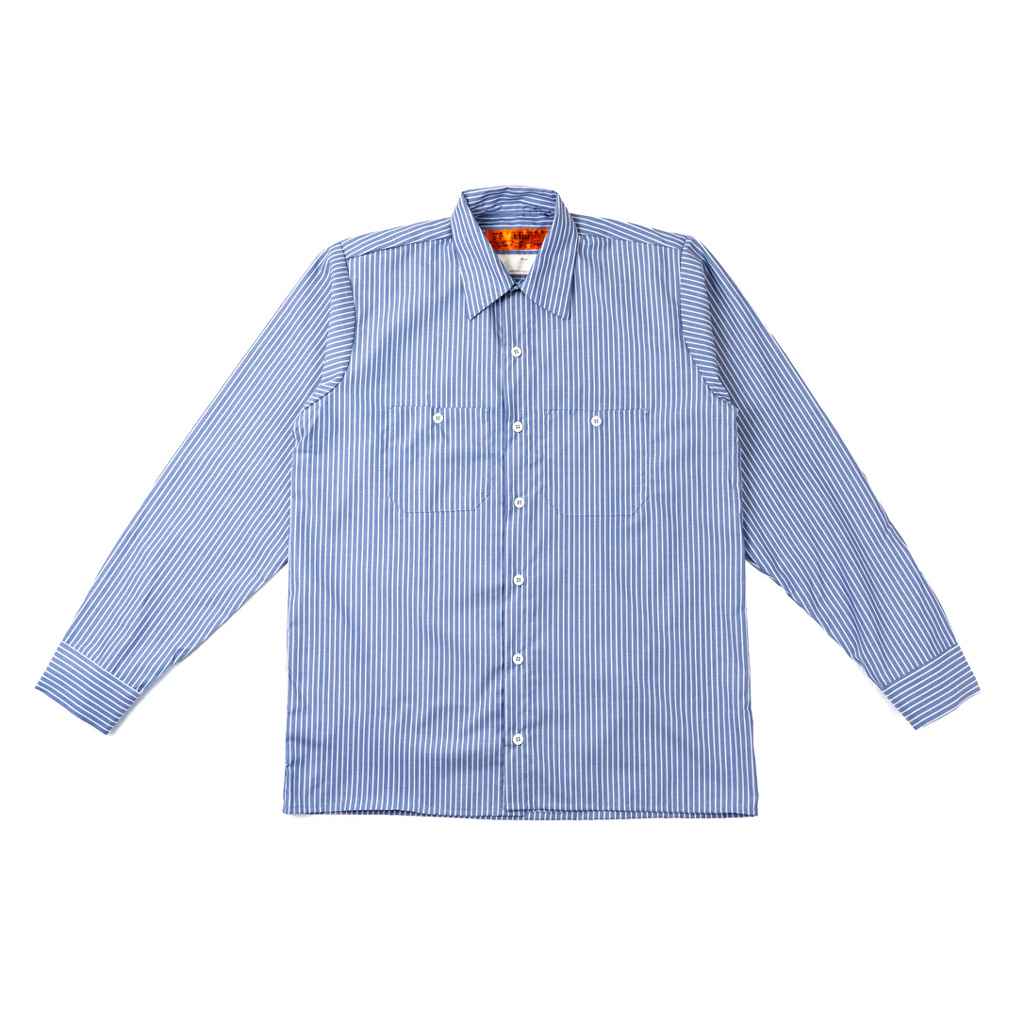 BLUE LUG* box cut mechanic shirt (blue white/stripe) - BLUE
