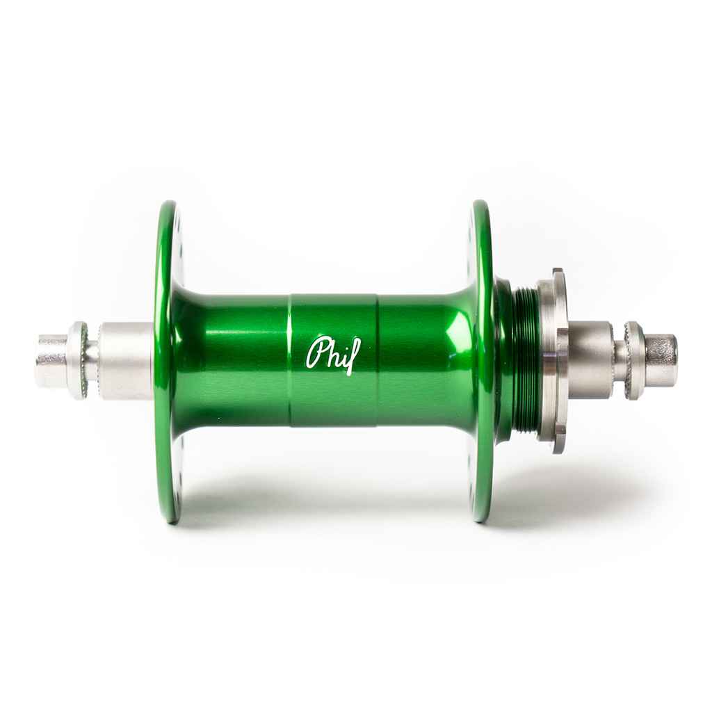 PHILWOOD* high flange track hub rear (green/single cog) - BLUE LUG