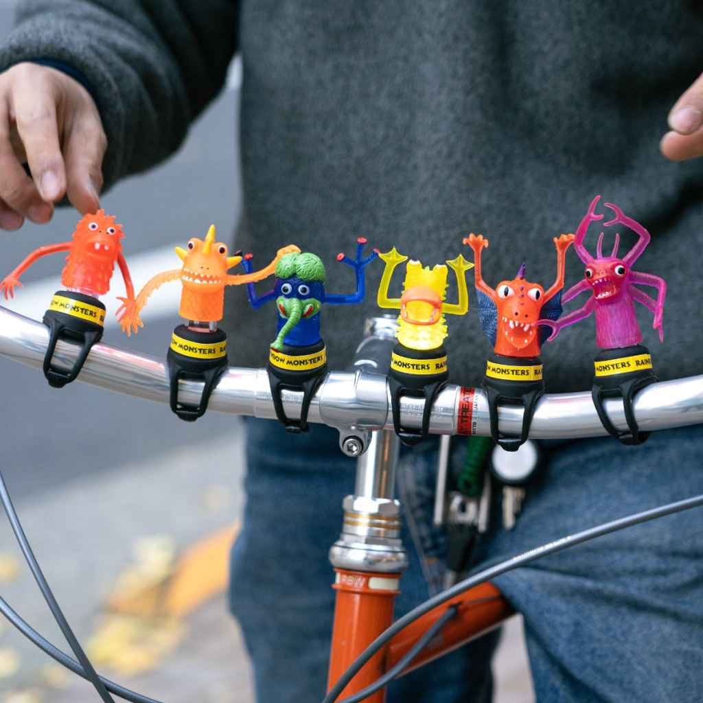 RAINBOW MONSTERS* bicycle lights (jake the jailbird) - BLUE LUG