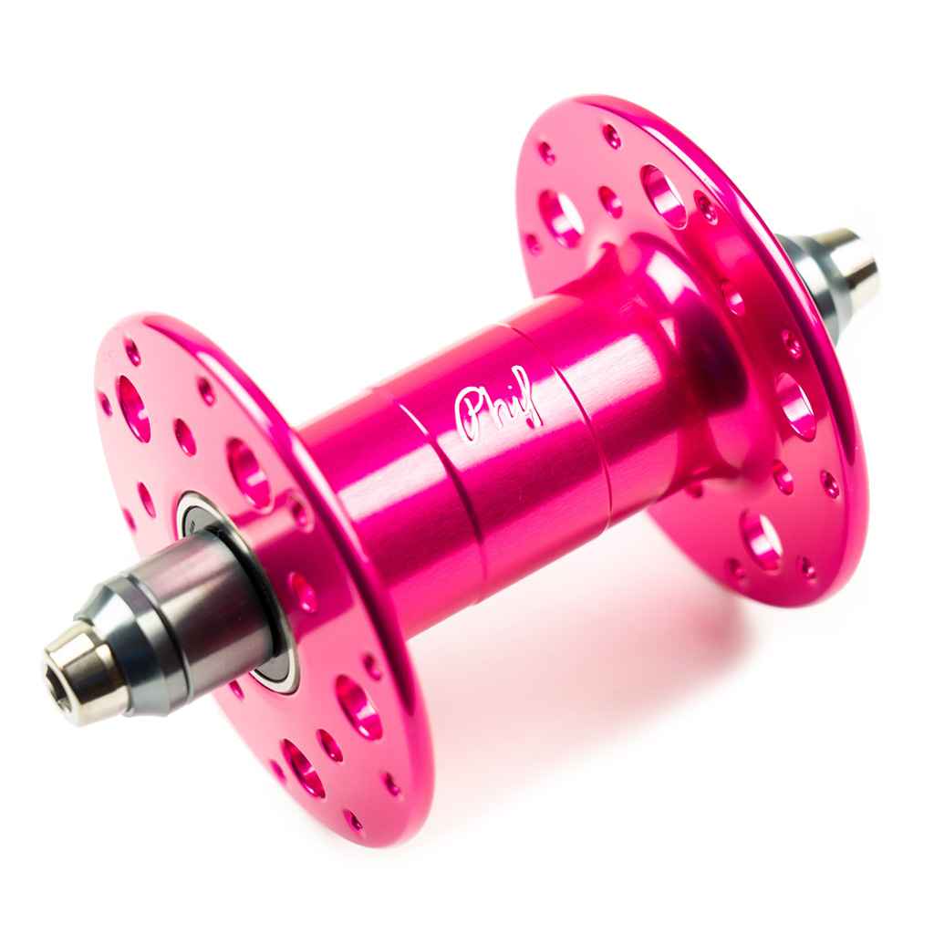 PHILWOOD* Pro high flange track hub front (pink) - BLUE LUG ONLINE