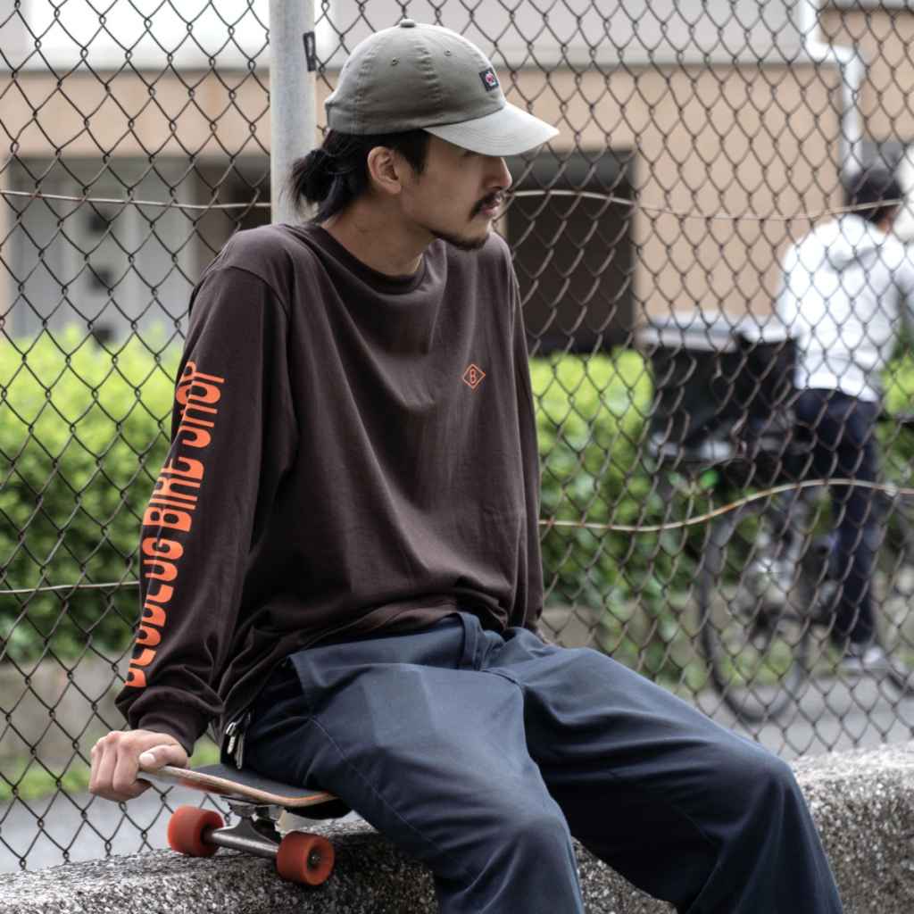 BLUE LUG* bike shop long sleeve t-shirt (brown) - BLUE LUG ONLINE