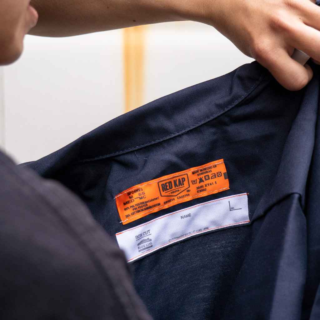 BLUE LUG* box cut mechanic short sleeve shirt (gray) - BLUE
