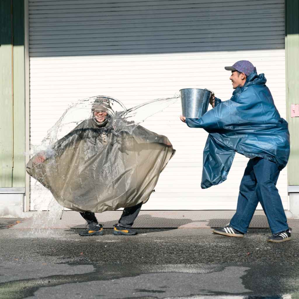 FAIRWEATHER* packable rain poncho (cordura rip/slate blue) - BLUE