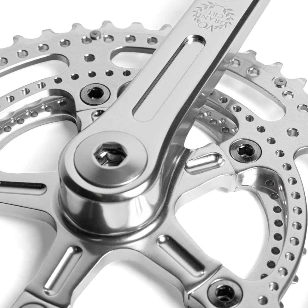VELO ORANGE* grand cru drillium 110 fluted double crankset (silver