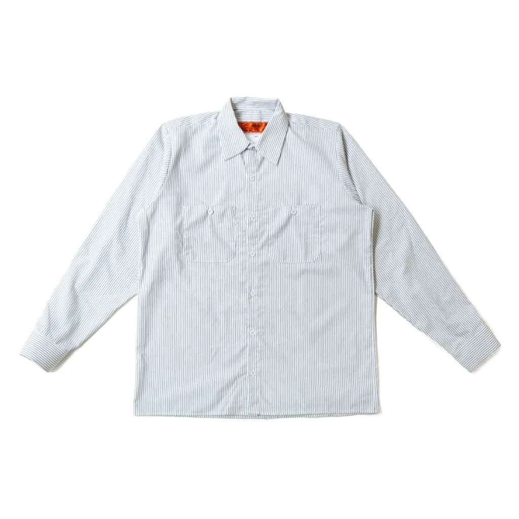 BLUE LUG* box cut mechanic shirt (white charcoal stripe