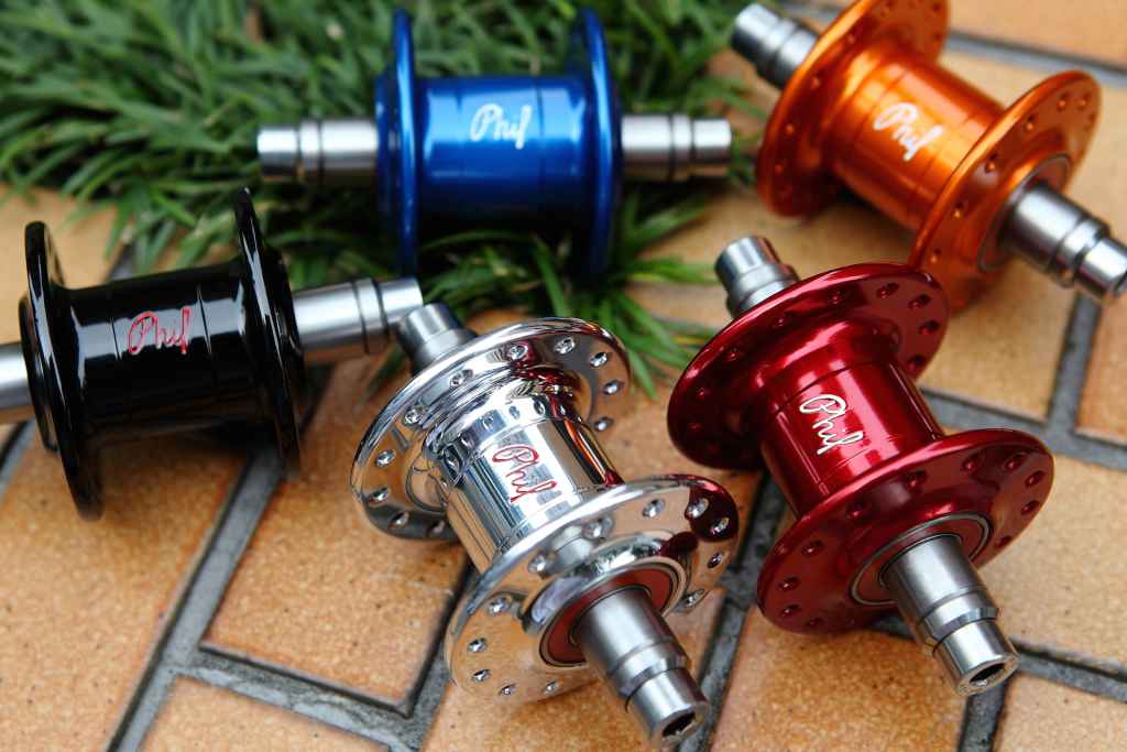 PHILWOOD* narrow flange hub front (pink/28h) - BLUE LUG
