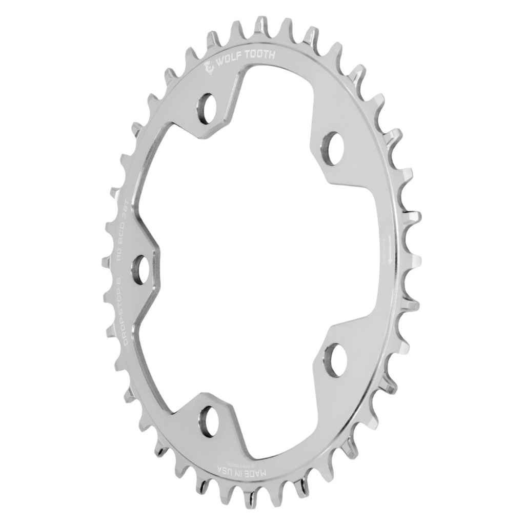 □ WOLF TOOTH DROP-STOPB PCD 110 44T WOLF TOOTH COMPONENTS* drop stop chainring (silver/PCD110) - BLUE