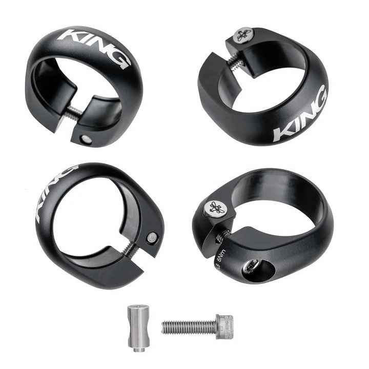 CHRIS KING* seatpost collar (two tone black punch) - BLUE LUG